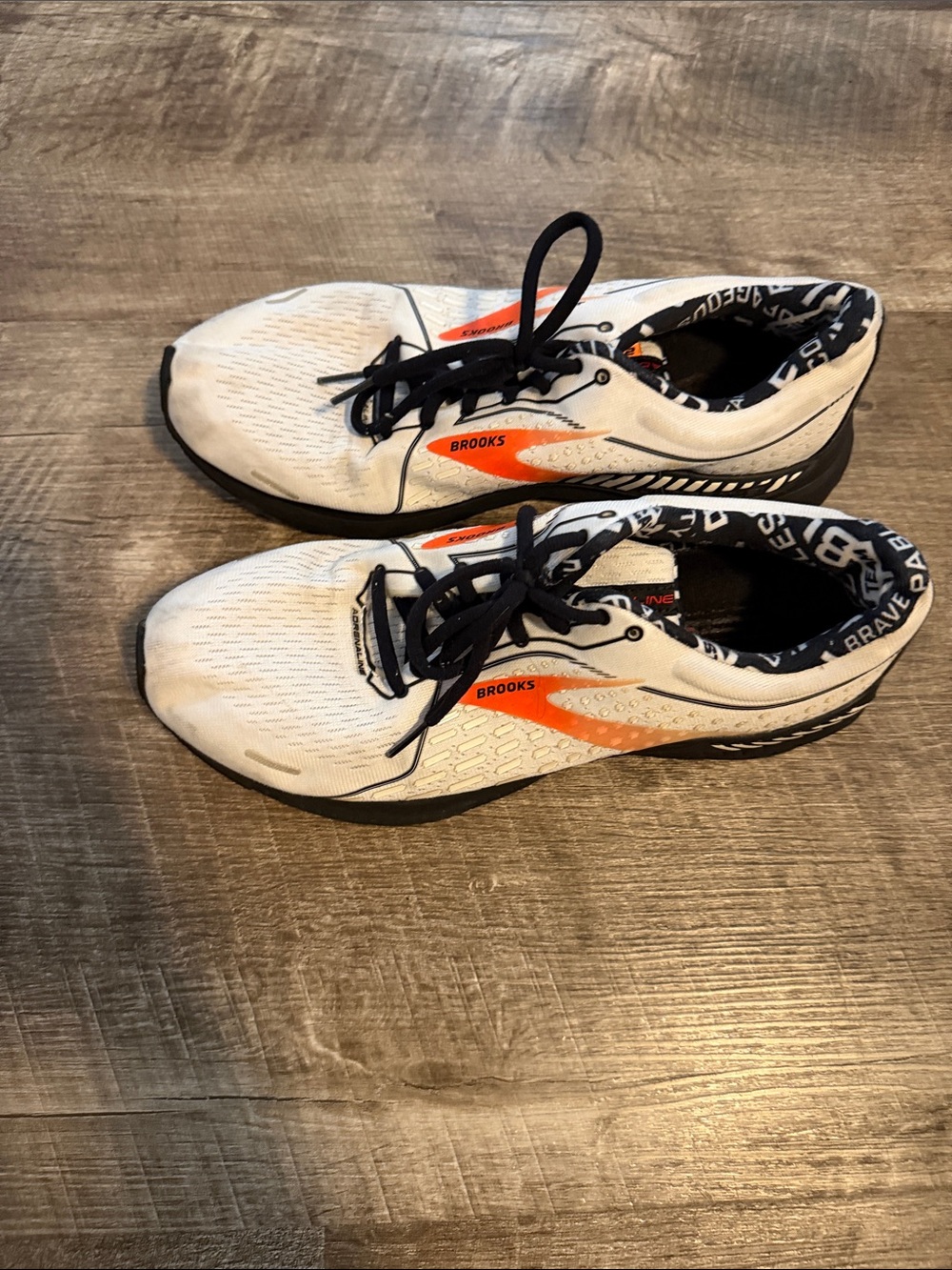 Brooks White and Orange Athletic Sneakers